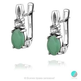 Royal Emerald - Сребърни обеци с естествен Изумруд 1.5 ct и Цирконий E012108E-Естествени камъни