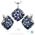 Adria Blue Sapphire - Сребърни обеци с естествен Сапфир 5.8 ct E019969S-Естествени камъни