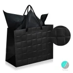 Gift bag - Луксозна подаръчна торбичка "Каре" - черна XL-